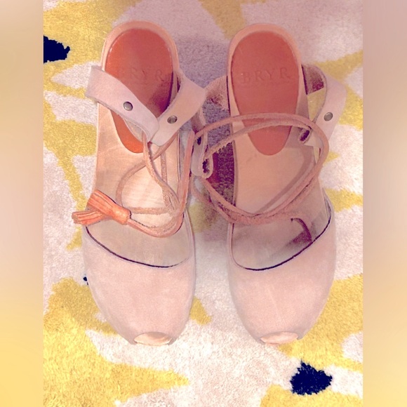 Bryr Clogs Peep-toe blush nubuck sz 38 US 8 - Picture 2 of 9